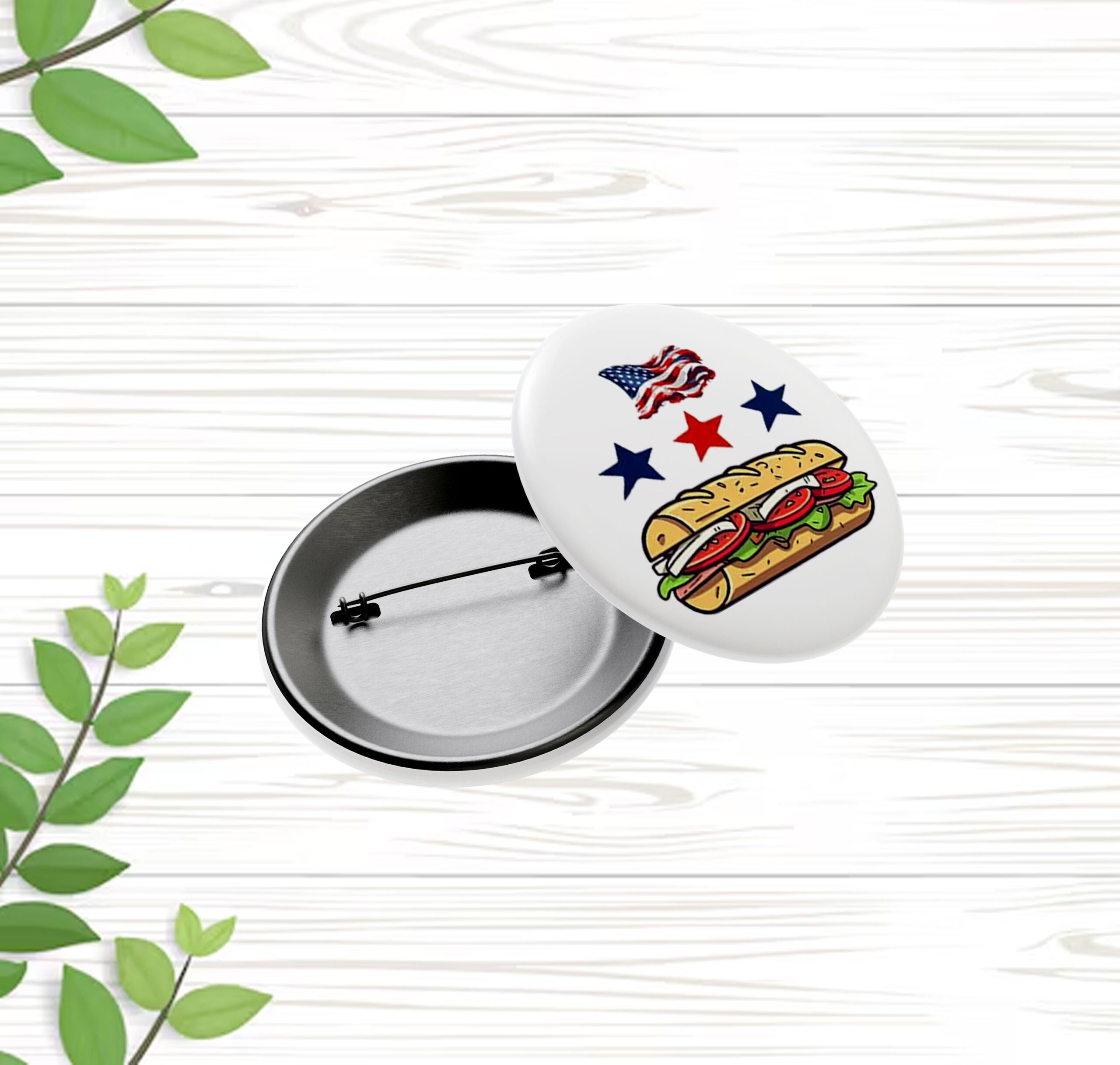 DC Flag Sub Sandwich Button – Washington DC Statehood Protest Pin
