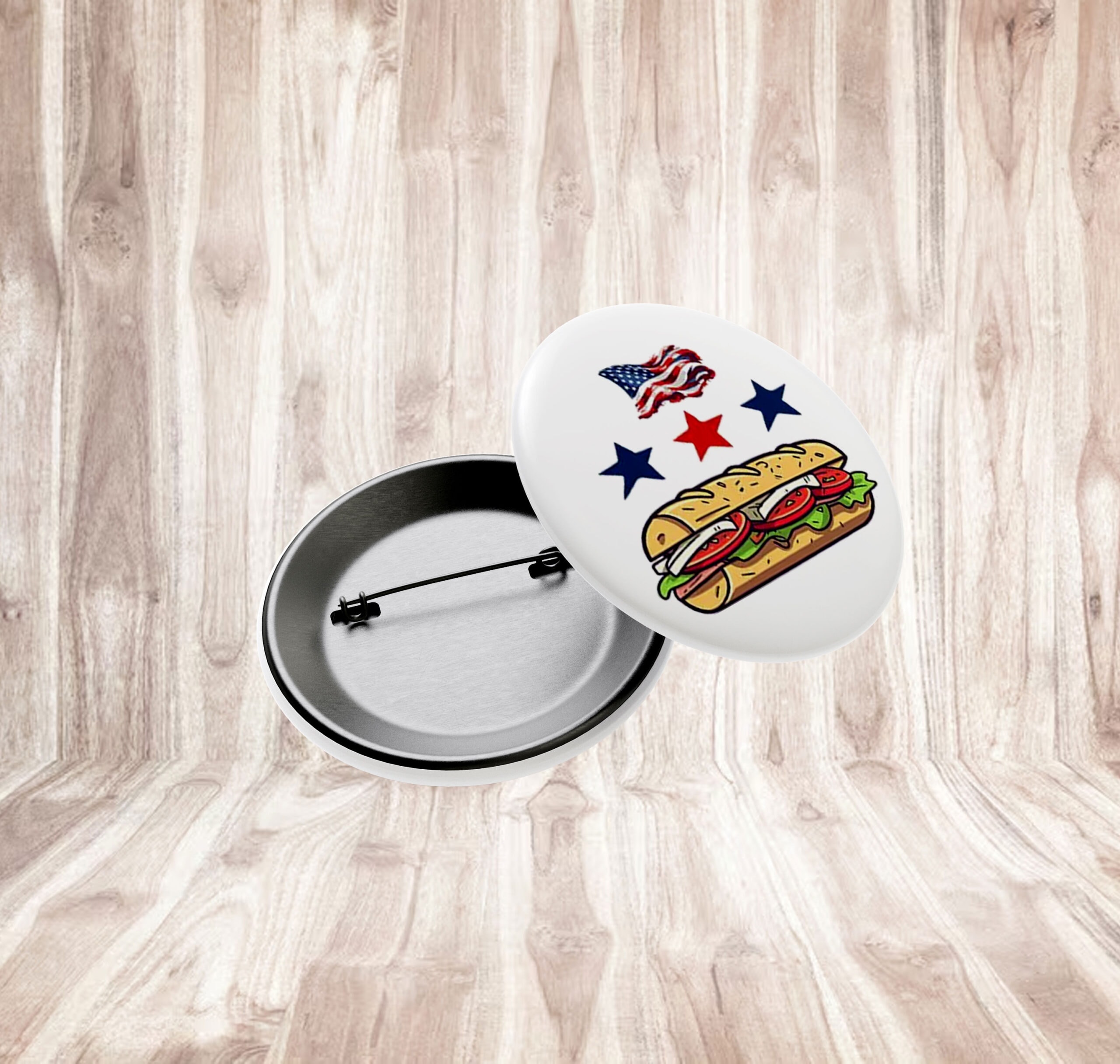DC Flag Sub Sandwich Button – Washington DC Statehood Protest Pin