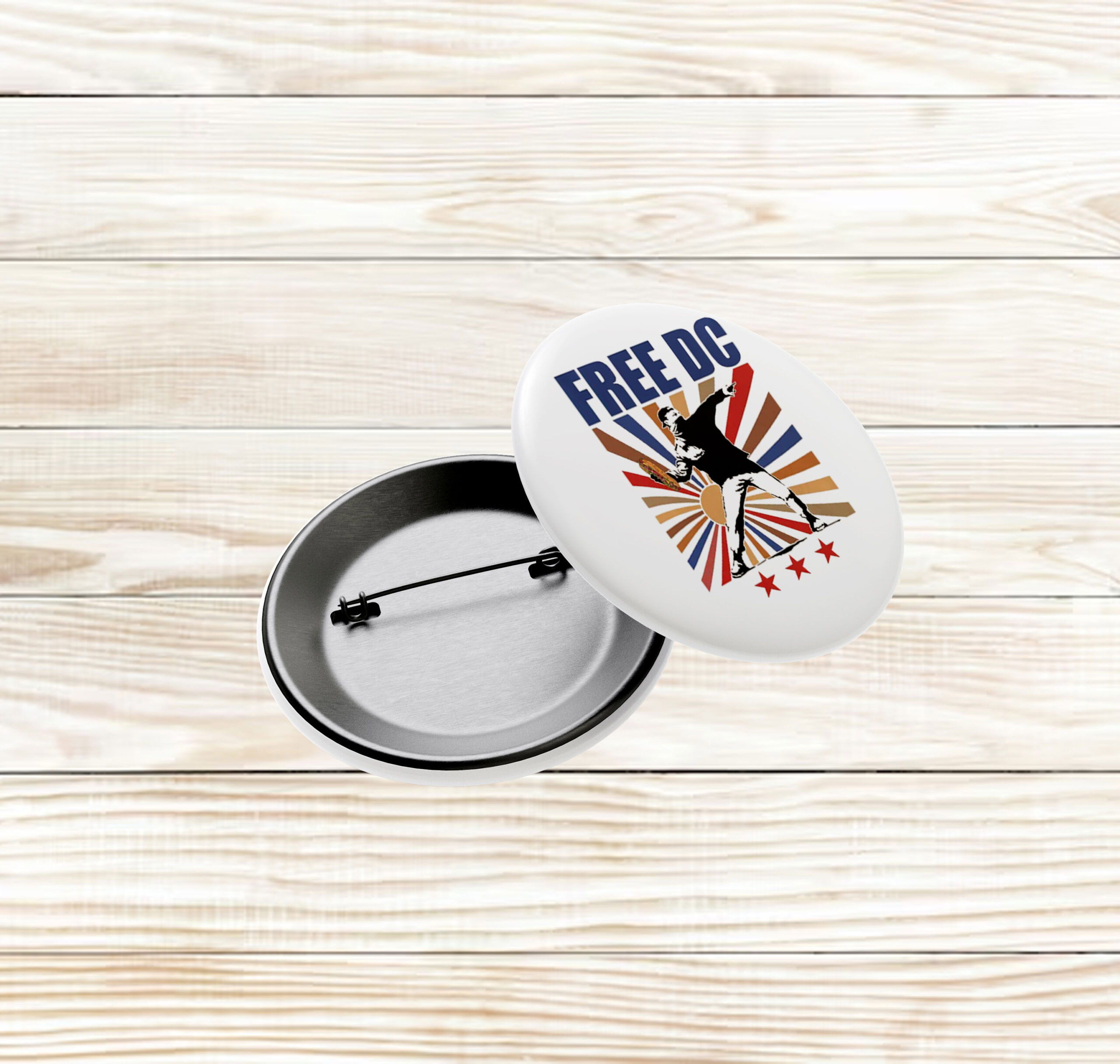 Free DC Button – Activist Protest Pin Badge with Sandwich Thrower Pin
