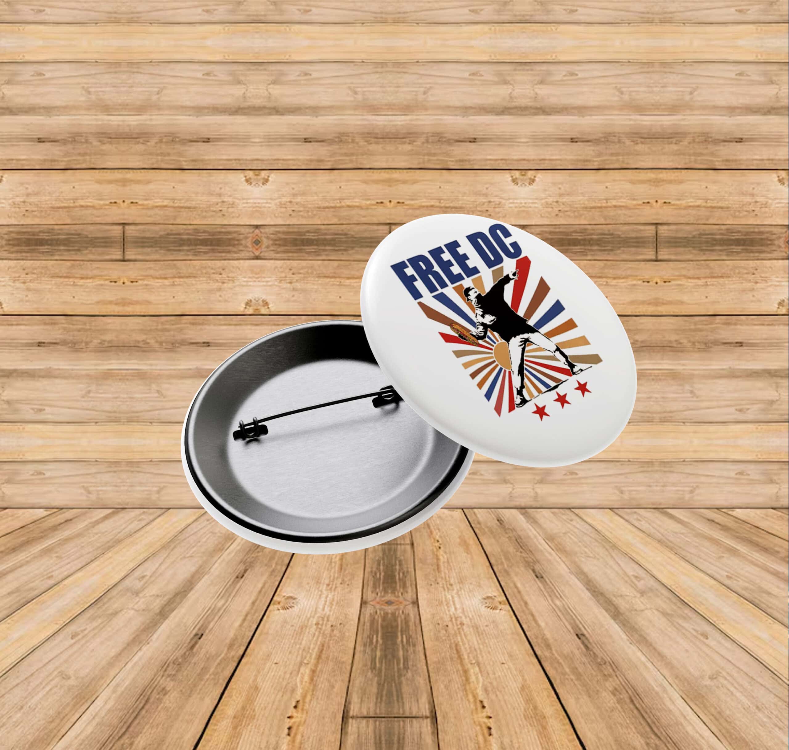 Free DC Button – Activist Protest Pin Badge with Sandwich Thrower Pin