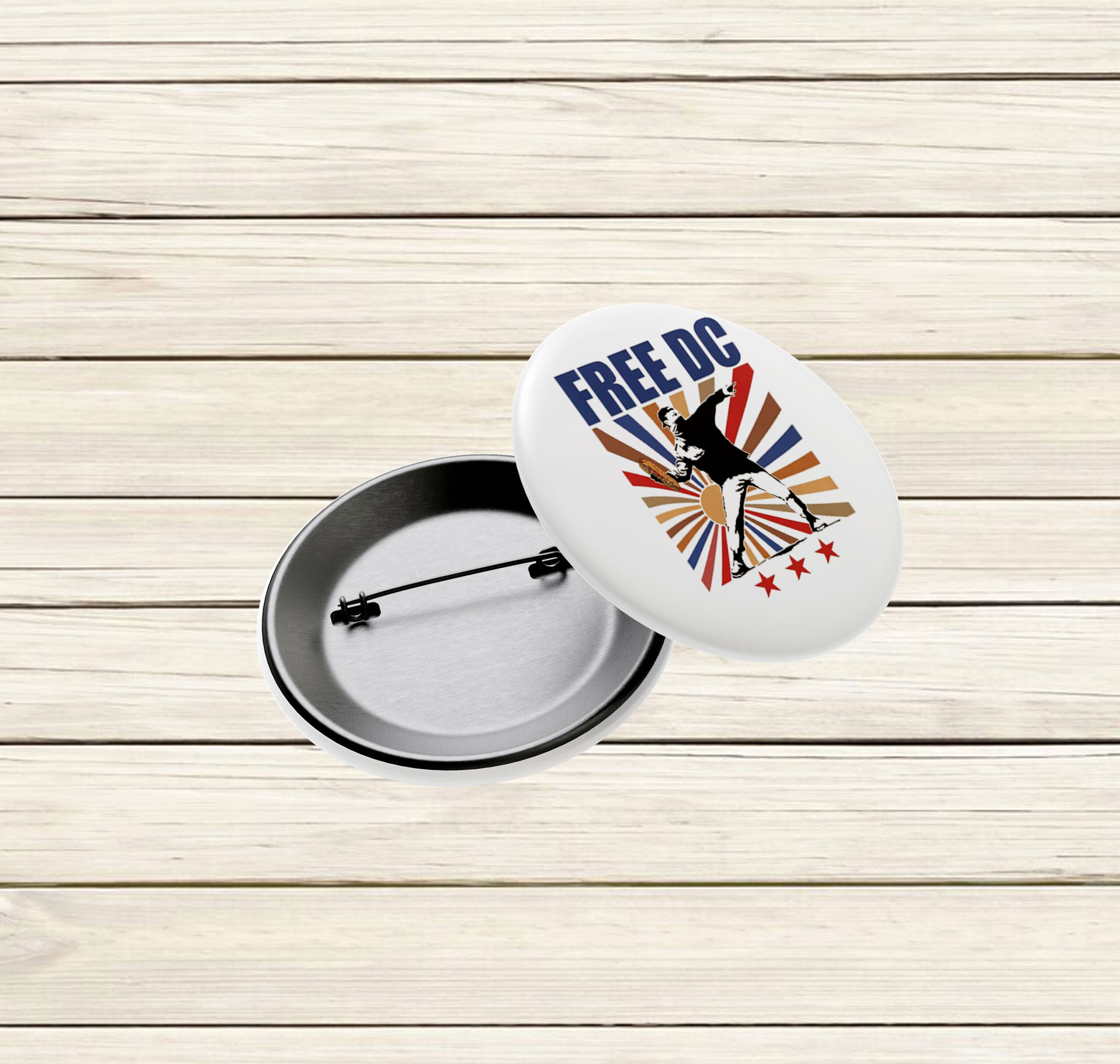 Free DC Button – Activist Protest Pin Badge with Sandwich Thrower Pin