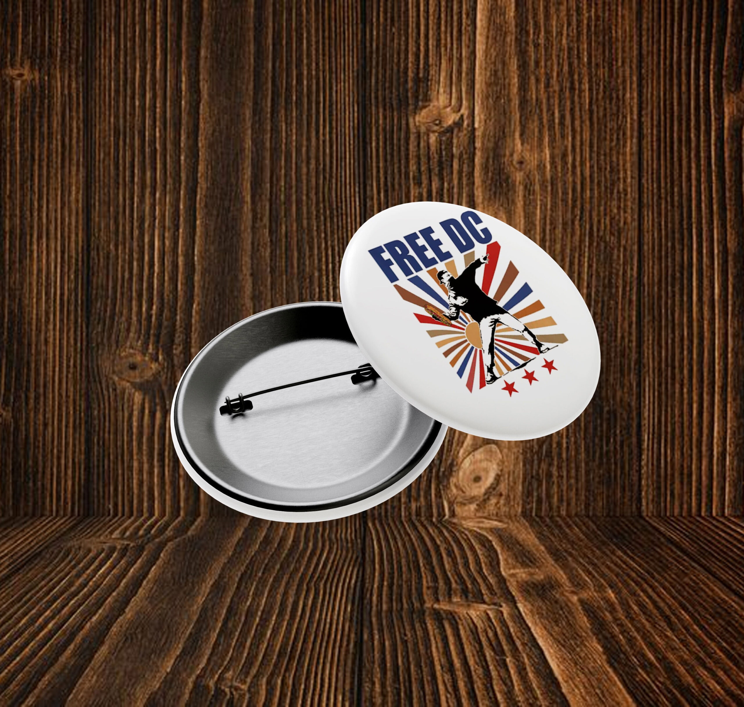 Free DC Button – Activist Protest Pin Badge with Sandwich Thrower Pin